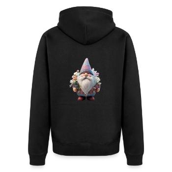 Nain de jardin Design fleur Chuchoteur - Veste à capuche bio Premium Unisexe - noir - Dos - Nico (187cm)