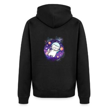 Kawaii Astronaut Kitten - Kosmische Reise - Unisex Premium Bio Zip Hoodie - Schwarz - Hinten - Nico (187cm)