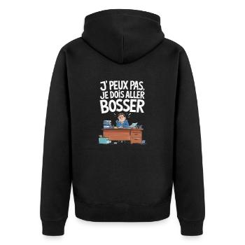 Je peux pas je dois aller bosser - Veste à capuche bio Premium Unisexe - noir - Dos - Nico (187cm)