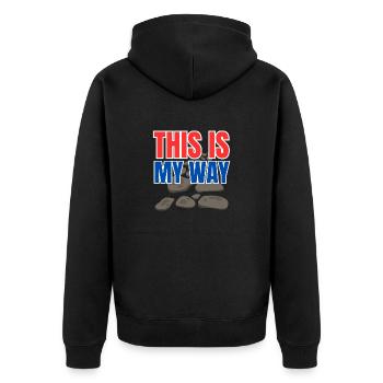 This is my way - Unisex Premium Organic Zip Hoodie - black - Back - Nico (187cm)