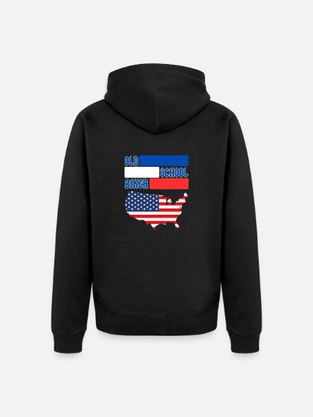 OLD SCHOOL BIKER US - Unisex Premium Bio Zip Hoodie - Schwarz