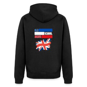 OLD SCHOOL BIKER UK - Unisex Premium Bio Zip Hoodie - Schwarz - Hinten - Nico (187cm)
