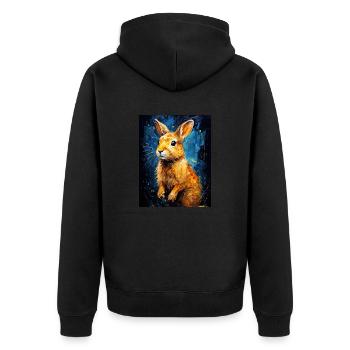 Kaninchen in der digitalen Kunst - Unisex Premium Bio Zip Hoodie - Schwarz - Hinten - Nico (187cm)