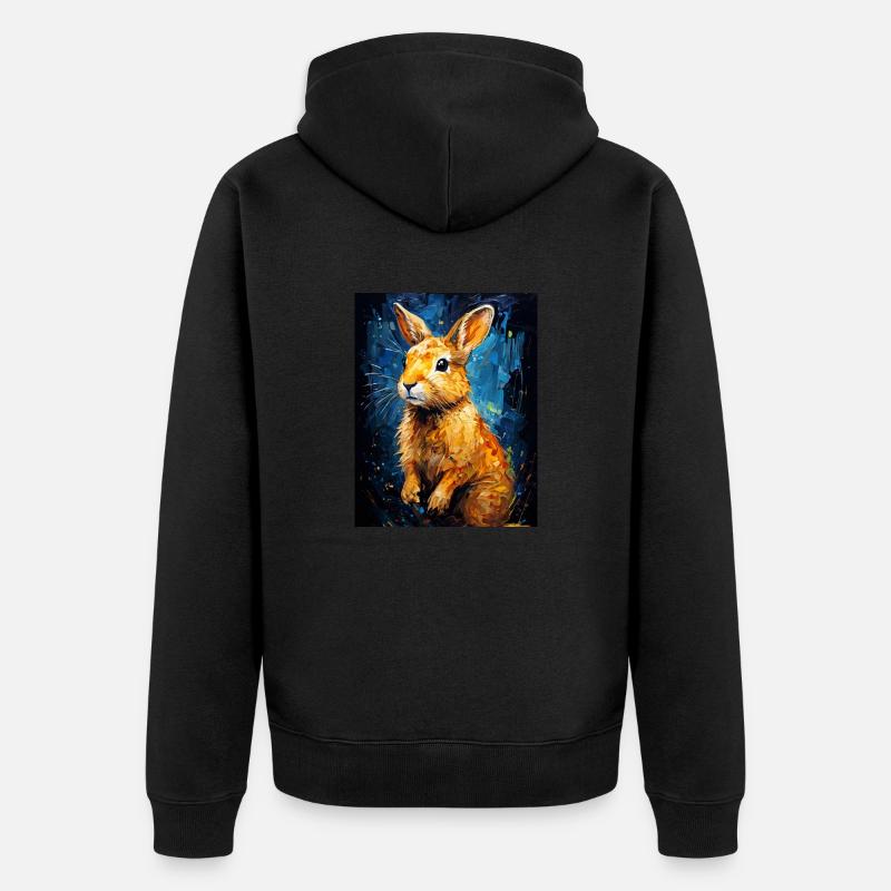 Le lapin dans l’art numérique - Veste à capuche bio Premium Unisexe - noir