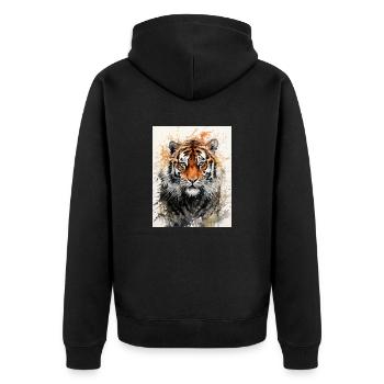 Tigre à l’aquarelle - Veste à capuche bio Premium Unisexe - noir - Dos - Nico (187cm)