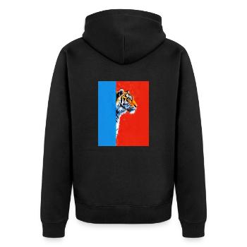 Tiger on a colorful background - Unisex Premium Organic Zip Hoodie - black - Back - Nico (187cm)