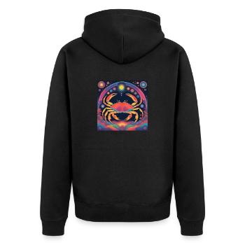 Krebs Sterne Astrologie Geschenk - Unisex Premium Bio Zip Hoodie - Schwarz - Hinten - Nico (187cm)