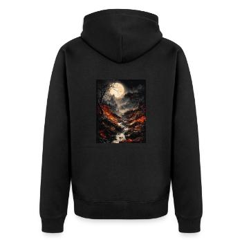 Magische Mondlandschaft - Unisex Premium Bio Zip Hoodie - Schwarz - Hinten - Nico (187cm)