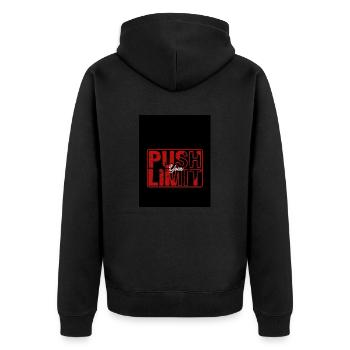 Push Your Limit – Bold & Motivational Design - Unisex Premium Organic Zip Hoodie - black - Back - Nico (187cm)