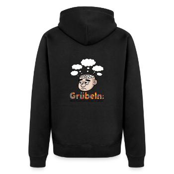 overthinker's dilemma - Unisex Premium Organic Zip Hoodie - black - Back - Nico (187cm)