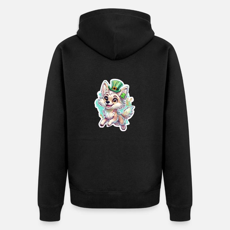 Renard de la Saint-Patrick - Veste à capuche bio Premium Unisexe - noir
