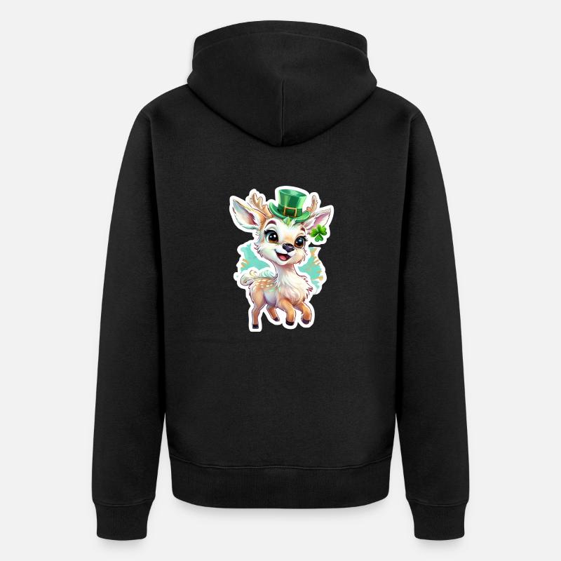 Cerf de la Saint-Patrick - Veste à capuche bio Premium Unisexe - noir