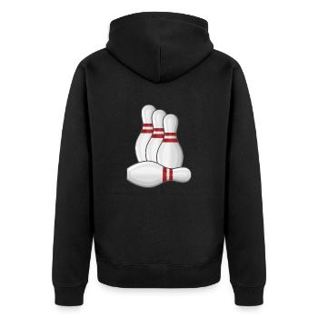 Bowling Strike Bowlingteam Pins - Unisex Premium Bio Zip Hoodie - Schwarz - Hinten - Nico (187cm)