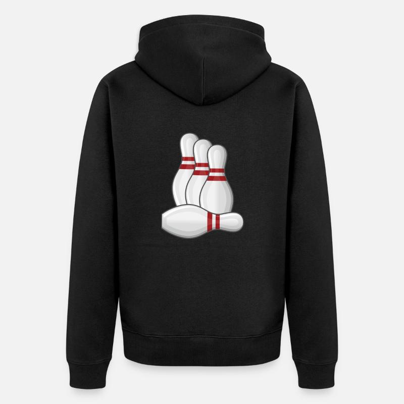 Bowling Strike Bowlingteam Pins - Unisex Premium Bio Zip Hoodie - Schwarz