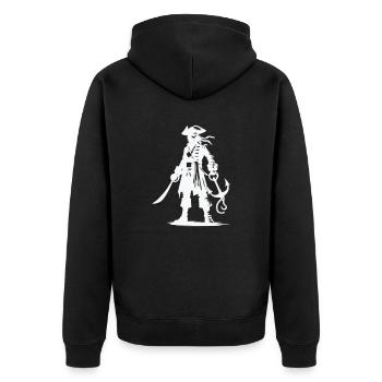 pirat - Unisex Premium Bio Zip Hoodie - Schwarz - Hinten - Nico (187cm)