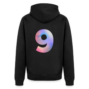 Numéro 9 coloré - Veste à capuche bio Premium Unisexe - noir - Dos - Nico (187cm)