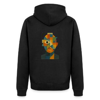Abstraktes Gesicht - Unisex Premium Bio Zip Hoodie - Schwarz - Hinten - Nico (187cm)