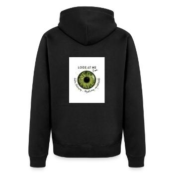 Green eyes ) - Unisex Premium Organic Zip Hoodie - black - Back - Nico (187cm)