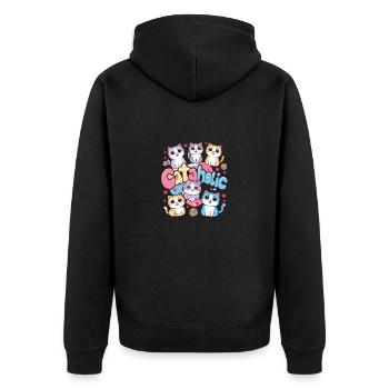 Cat Kitten Cartoon Gift - Unisex Premium Organic Zip Hoodie - black - Back - Nico (187cm)