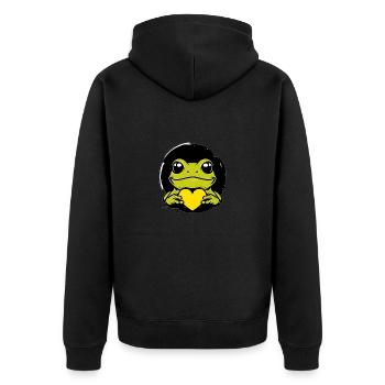 Frosch Herz Humor Geschenk - Unisex Premium Bio Zip Hoodie - Schwarz - Hinten - Nico (187cm)