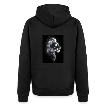 Löwe Silhouette Neon Geschenk - Unisex Premium Bio Zip Hoodie - Schwarz - Hinten - Nico (187cm)