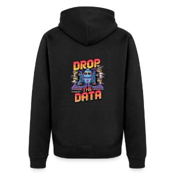 Drop the Data DJ Robot Techno Design - Unisex Premium Organic Zip Hoodie - black - Back - Nico (187cm)