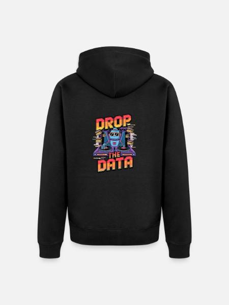Drop the Data DJ Robot Techno Design - Unisex Premium Organic Zip Hoodie - black