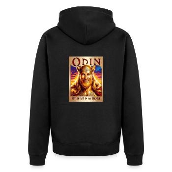 Odin. - Unisex Premium Bio Zip Hoodie - Schwarz - Hinten - Nico (187cm)