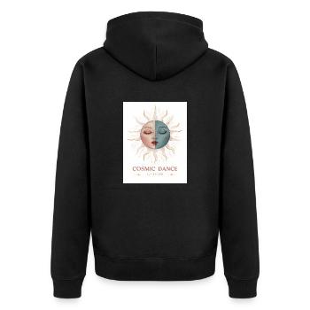 Cosmic Dance Spirituell Geschenk - Unisex Premium Bio Zip Hoodie - Schwarz - Hinten - Nico (187cm)