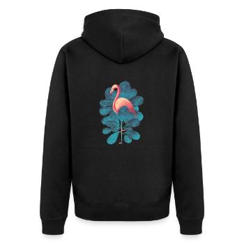 Flamingo - Unisex Premium Bio Zip Hoodie - Schwarz - Hinten - Nico (187cm)