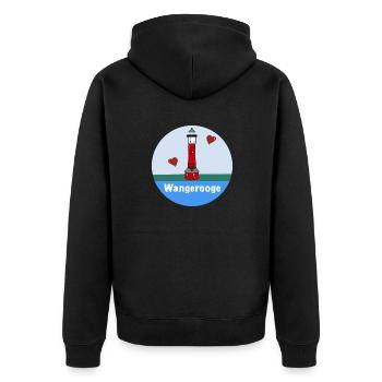 Leuchtturm Wangerooge Liebe Hochzeit - Unisex Premium Bio Zip Hoodie - Schwarz - Hinten - Nico (187cm)