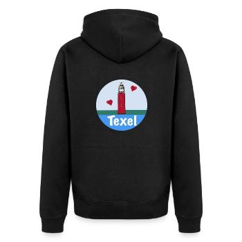 Lighthouse Eierland Texel Liebe - Unisex Premium Organic Zip Hoodie - black - Back - Nico (187cm)