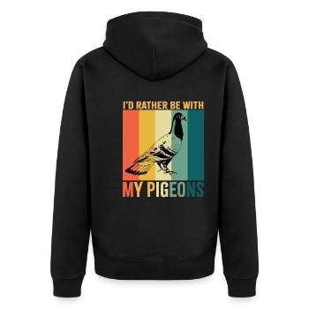 Eher mit Tauben Retro-Design für Taubenliebhaber - Unisex Premium Bio Zip Hoodie - Schwarz - Hinten - Nico (187cm)