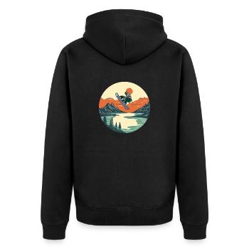 Snowboarden - Unisex Premium Bio Zip Hoodie - Schwarz - Hinten - Nico (187cm)