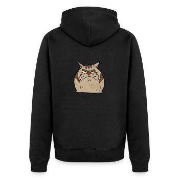 crumpy cat cartoon #4 - Unisex Premium Bio Zip Hoodie - Schwarz - Hinten - Nico (187cm)