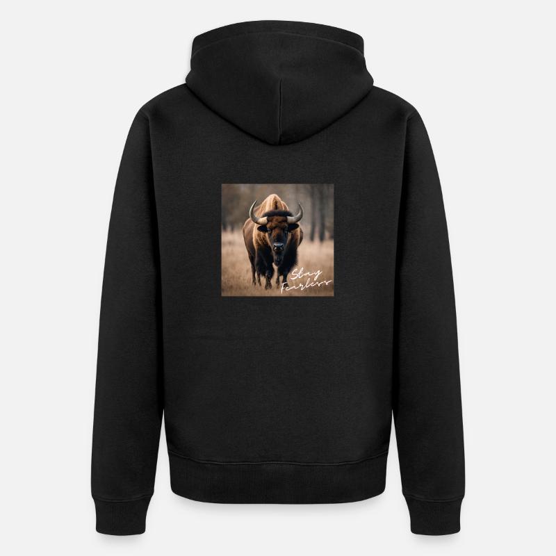 Restez sans peur - Bison Design - Veste à capuche bio Premium Unisexe - noir