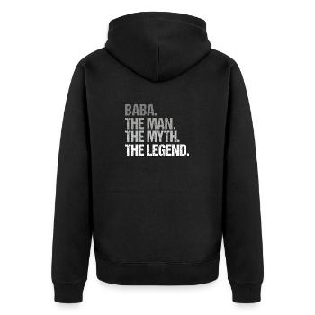 Baba der Mann Mythos Legende Vatertag Geschenkidee - Unisex Premium Bio Zip Hoodie - Schwarz - Hinten - Nico (187cm)