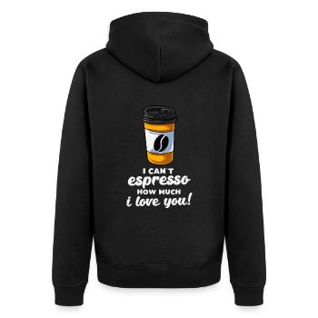 I Cant Espresso How Much I Love You - Unisex Premium Bio Zip Hoodie - Schwarz - Hinten - Nico (187cm)