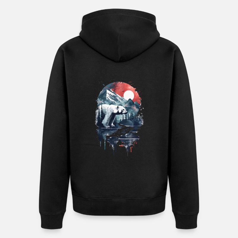 Polar Bär - Unisex Premium Bio Zip Hoodie - Schwarz