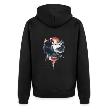Red panda - Unisex Premium Organic Zip Hoodie - black - Back - Nico (187cm)