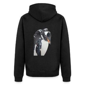 Penguin - Unisex Premium Organic Zip Hoodie - black - Back - Nico (187cm)