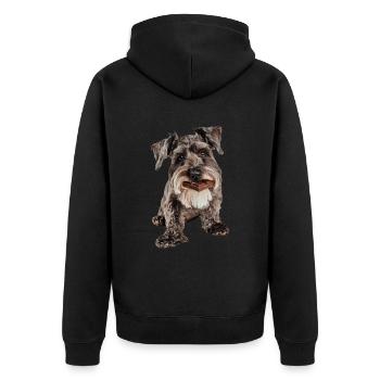 Zwergschnauzer - Unisex Premium Bio Zip Hoodie - Schwarz - Hinten - Nico (187cm)