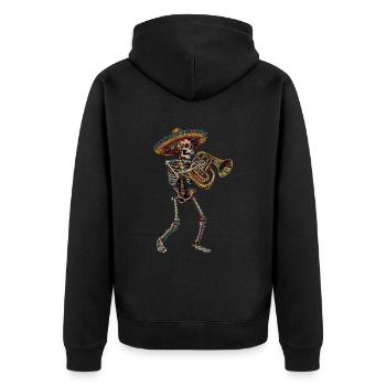 Tuba Squelette Mexicain - Veste à capuche bio Premium Unisexe - noir - Dos - Nico (187cm)