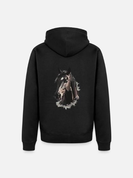 Pferd - Unisex Premium Bio Zip Hoodie - Schwarz