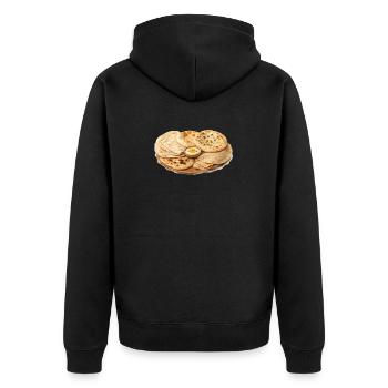 internationale Fladenbrotplatte - Unisex Premium Bio Zip Hoodie - Schwarz - Hinten - Nico (187cm)