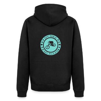 Fahrrad, Biker, BMX, Mtb - Unisex Premium Bio Zip Hoodie - Schwarz - Hinten - Nico (187cm)