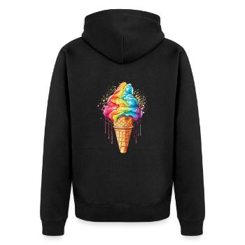 lbgtq Eis Regenbogenfarben - Unisex Premium Bio Zip Hoodie - Schwarz - Hinten - Nico (187cm)