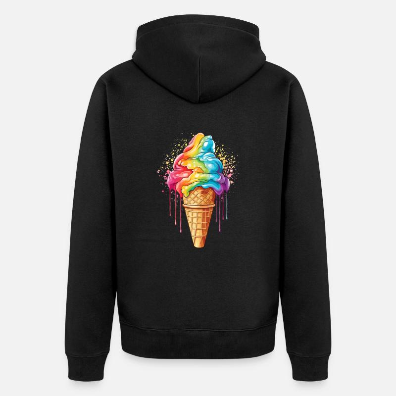 lbgtq Eis Regenbogenfarben - Unisex Premium Bio Zip Hoodie - Schwarz