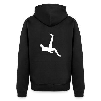 Soccer Player Overhead Kick Sports Gifts - Unisex Premium Organic Zip Hoodie - black - Back - Nico (187cm)