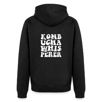 kombucha whisperer - weiss - Unisex Premium Bio Zip Hoodie - Schwarz - Hinten - Nico (187cm)